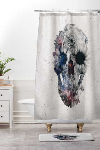 Ali Gulec Floral Skull 2 Shower Curtain And Mat
