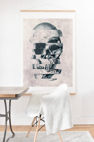 Ali Gulec Glitch Skull Mono Art Print And Hanger