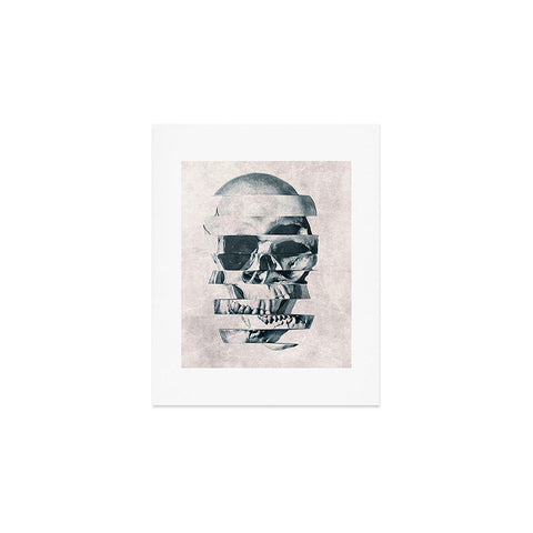 Ali Gulec Glitch Skull Mono Art Print
