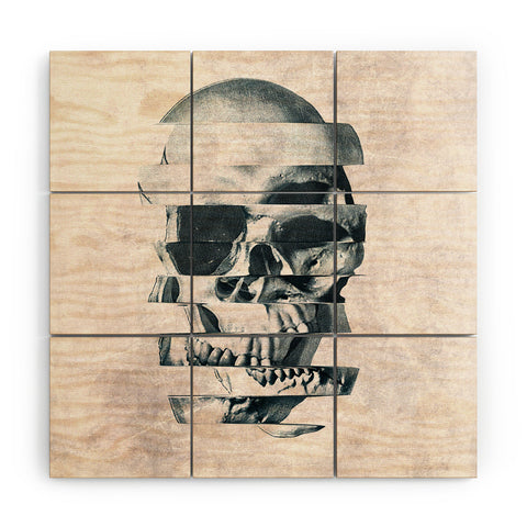Ali Gulec Glitch Skull Mono Wood Wall Mural