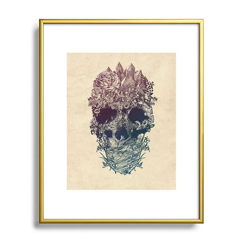 Ali Gulec Skull Floral Metal Framed Art Print