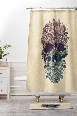 Ali Gulec Skull Floral Shower Curtain And Mat
