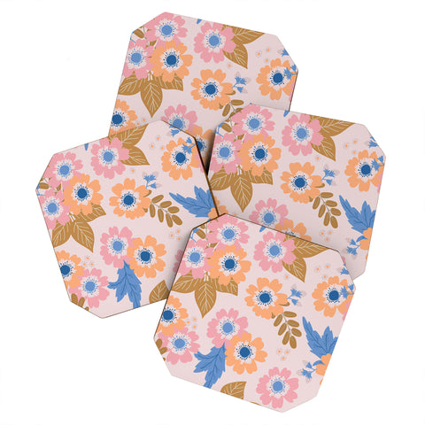 Alice Rebecca Potter Pastel Floral Blooms Coaster Set