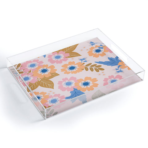 Alice Rebecca Potter Pastel Floral Blooms Acrylic Tray