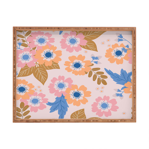 Alice Rebecca Potter Pastel Floral Blooms Rectangular Tray