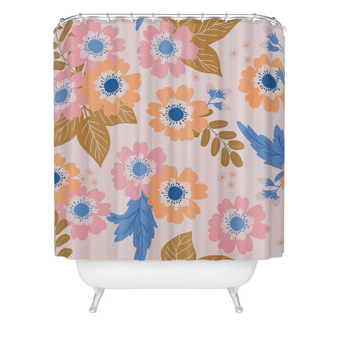 Alice Rebecca Potter Pastel Floral Blooms Shower Curtain