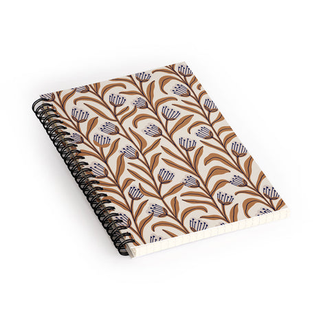 Alisa Galitsyna Bellflower Pattern Brown Ivory Spiral Notebook