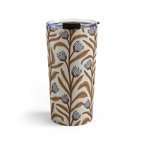 Alisa Galitsyna Bellflower Pattern Brown Ivory Travel Mug