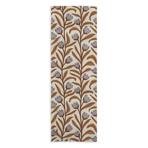 Alisa Galitsyna Bellflower Pattern Brown Ivory Yoga Towel