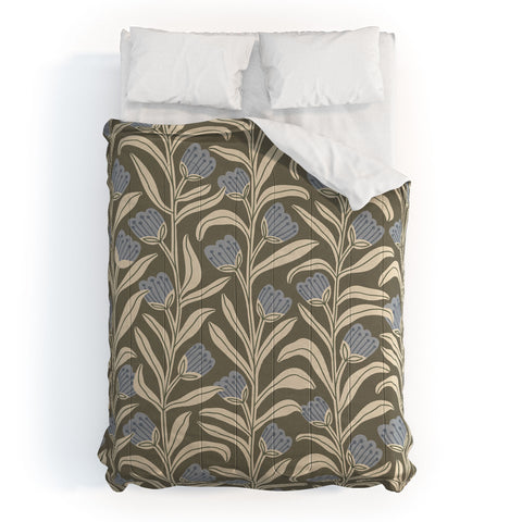 Alisa Galitsyna Bellflower Pattern Cream Olive Comforter