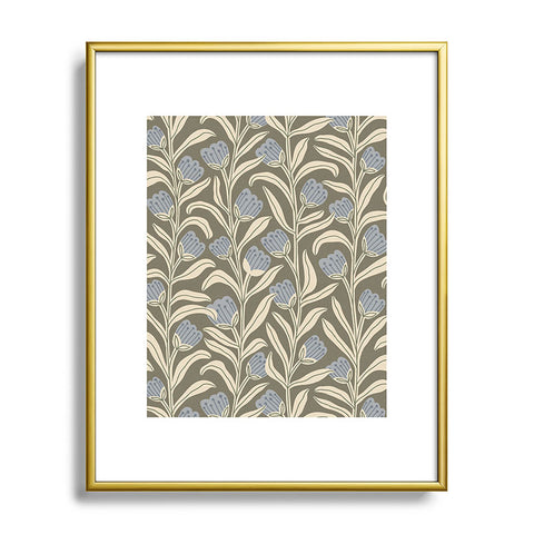 Alisa Galitsyna Bellflower Pattern Cream Olive Metal Framed Art Print