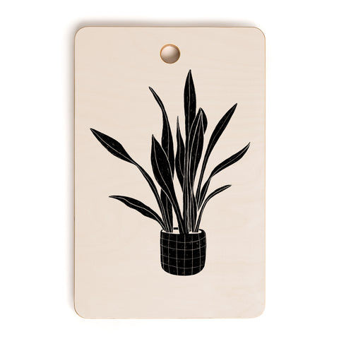 Alisa Galitsyna Black and White Snake Plant Cutting Board Rectangle