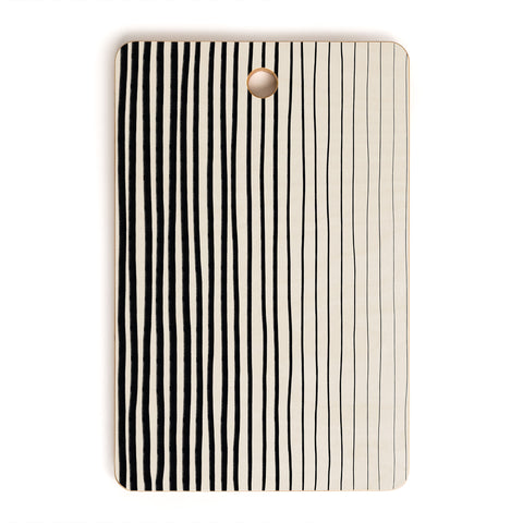 Alisa Galitsyna Black Vertical Lines Cutting Board Rectangle