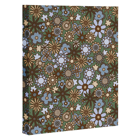 Alisa Galitsyna Blue and Brown Retro Bloom Art Canvas
