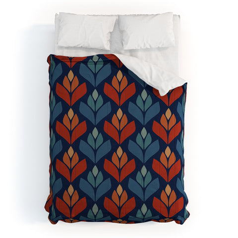 Alisa Galitsyna Blue Red Retro Trefoil Patter Comforter