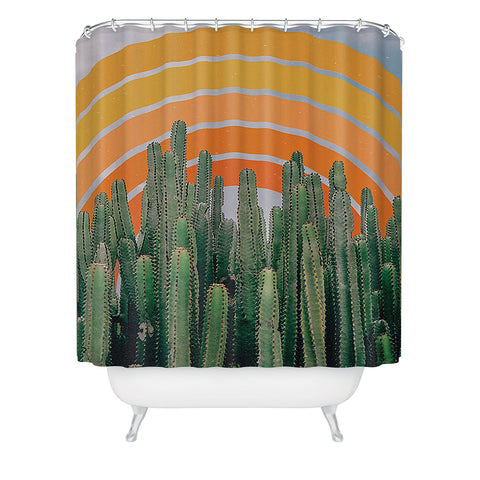 Alisa Galitsyna Cactus and Rainbow Shower Curtain