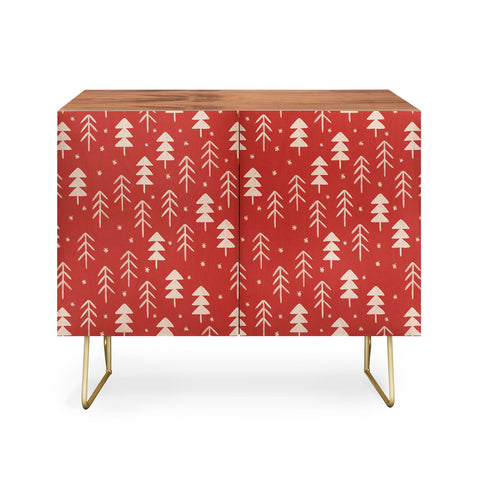 Alisa Galitsyna Christmas Forest Red Credenza