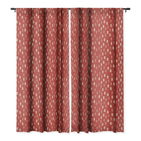 Alisa Galitsyna Christmas Forest Red Blackout Window Curtain
