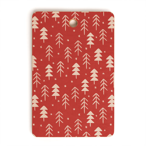 Alisa Galitsyna Christmas Forest Red Cutting Board Rectangle