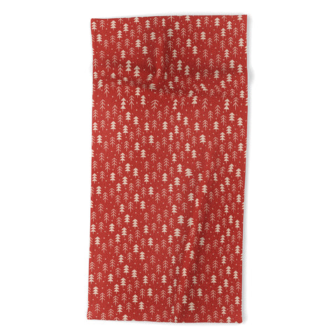 Alisa Galitsyna Christmas Forest Red Beach Towel