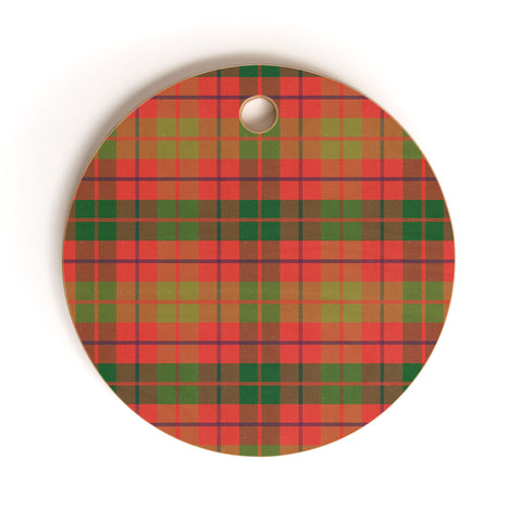 Alisa Galitsyna Christmas Plaid Green and Red Cutting Board Round