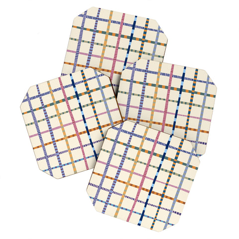 Alisa Galitsyna Colorful Patterned Grid Coaster Set