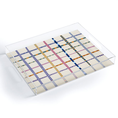 Alisa Galitsyna Colorful Patterned Grid Acrylic Tray