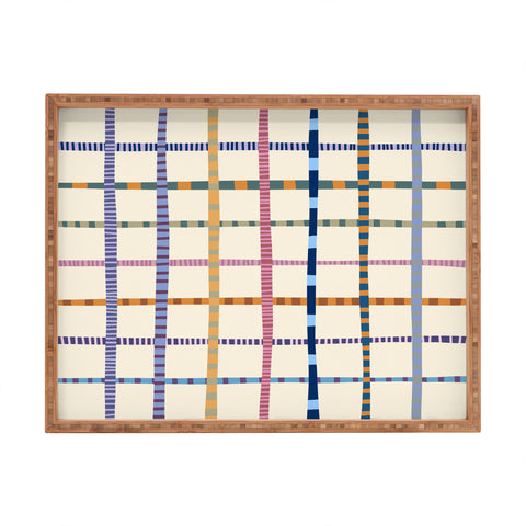 Alisa Galitsyna Colorful Patterned Grid Rectangular Tray