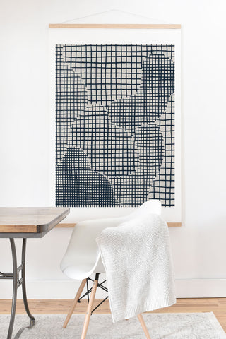 Alisa Galitsyna Dark Blue Grid Pattern Art Print And Hanger