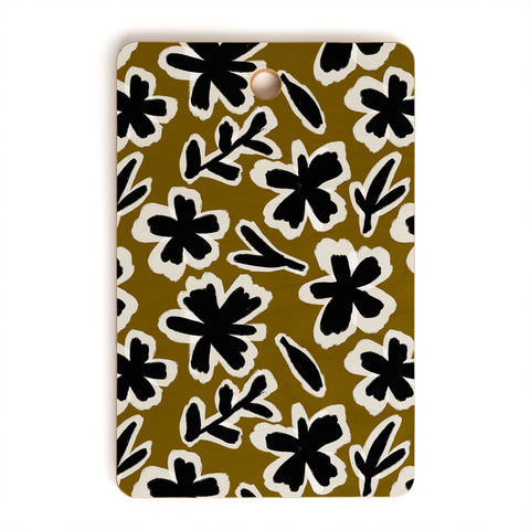 Alisa Galitsyna Florals on Olive Background Cutting Board Rectangle