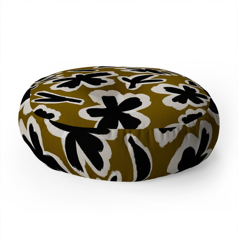 Alisa Galitsyna Florals on Olive Background Floor Pillow Round