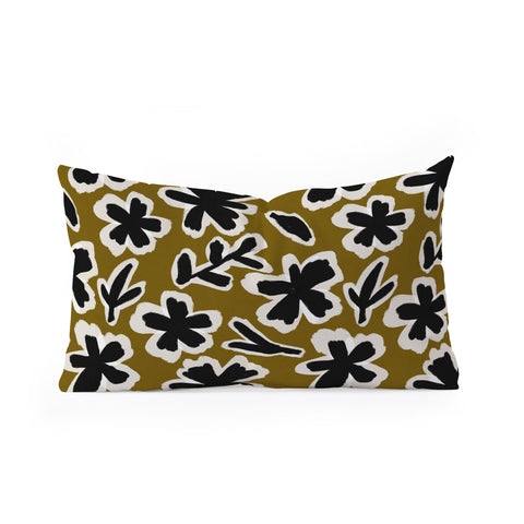 Alisa Galitsyna Florals on Olive Background Oblong Throw Pillow