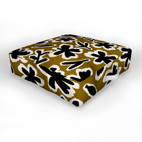 Alisa Galitsyna Florals on Olive Background Outdoor Floor Cushion