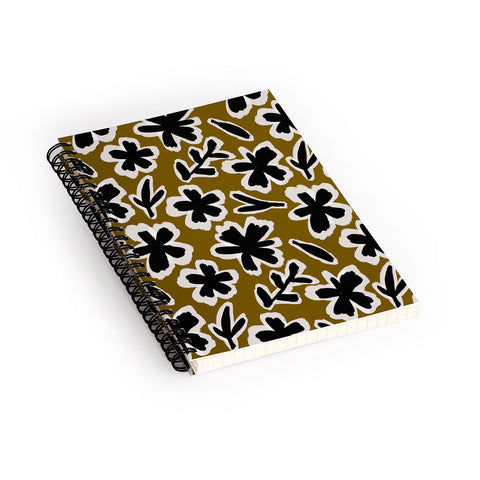 Alisa Galitsyna Florals on Olive Background Spiral Notebook