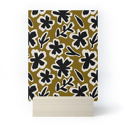 Alisa Galitsyna Florals on Olive Background Mini Art Print