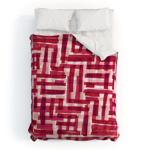 Alisa Galitsyna Linocut Pattern 6 Magenta Comforter