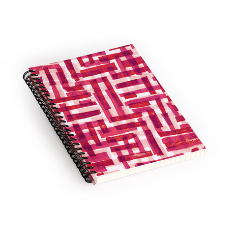 Alisa Galitsyna Linocut Pattern 6 Magenta Spiral Notebook