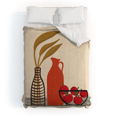 Alisa Galitsyna Modern Still Life with Red App Comforter