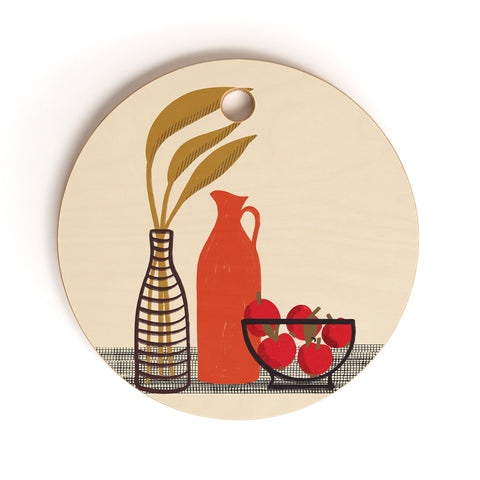 Alisa Galitsyna Modern Still Life with Red App Cutting Board Round