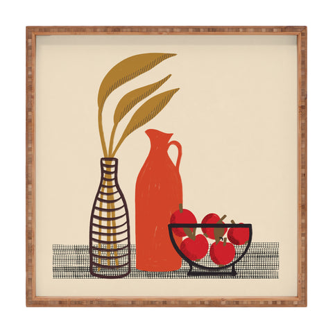 Alisa Galitsyna Modern Still Life with Red App Square Tray