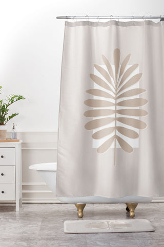 Alisa Galitsyna Neutral Tropical Leaves Shower Curtain And Mat