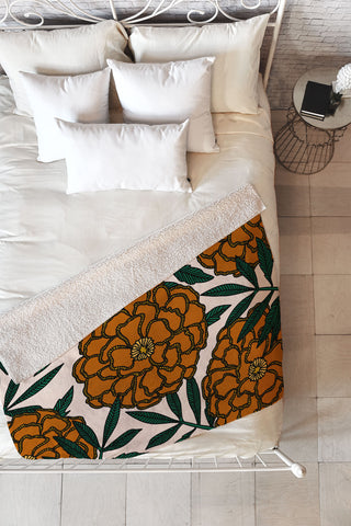 Alisa Galitsyna Orange Marigolds Fleece Throw Blanket