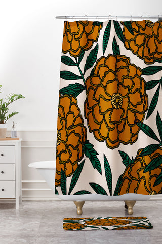 Alisa Galitsyna Orange Marigolds Shower Curtain And Mat