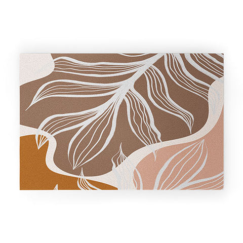 Alisa Galitsyna Organic Shapes Palm Leaves Welcome Mat
