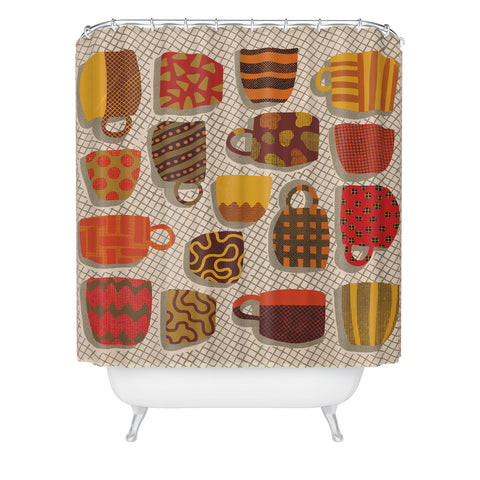 Alisa Galitsyna Patterned Cups and Glasses Shower Curtain