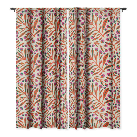 Alisa Galitsyna Red and Pink Berries Blackout Window Curtain