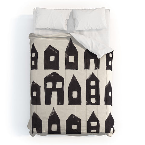 Alisa Galitsyna Tiny Houses 1 Handprinted Line Comforter
