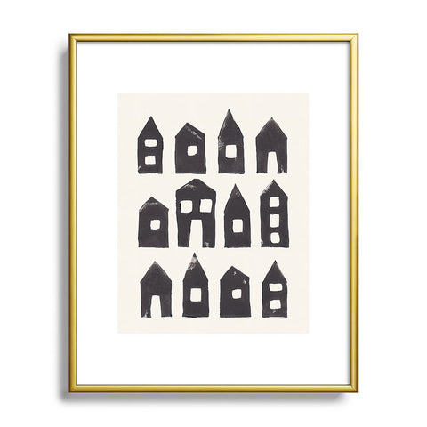 Alisa Galitsyna Tiny Houses 1 Handprinted Line Metal Framed Art Print