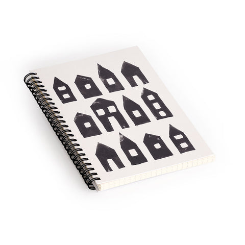 Alisa Galitsyna Tiny Houses 1 Handprinted Line Spiral Notebook