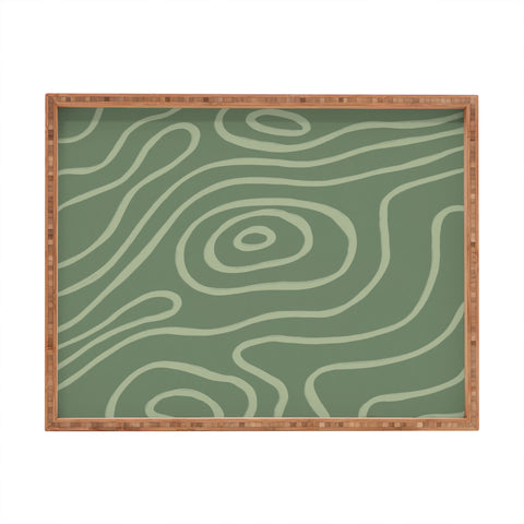 Alisa Galitsyna Topographic Map Grayish Green Rectangular Tray